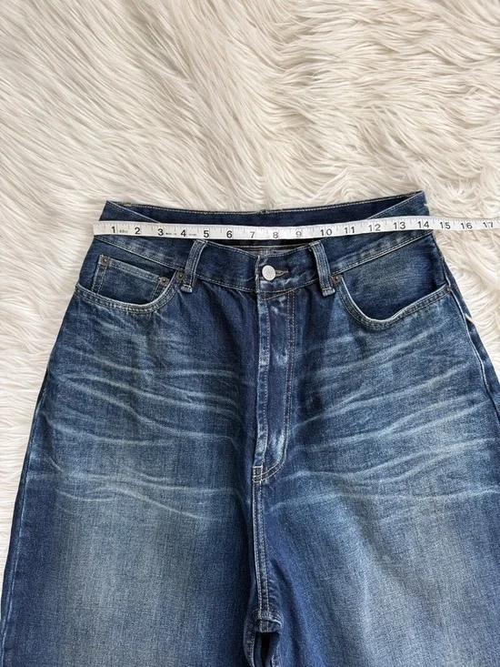 Acne Studios 2023M FN Dark Blue Washed Baggy-Fit and Wide-leg Jeans Size 44 - Picture 14 of 16